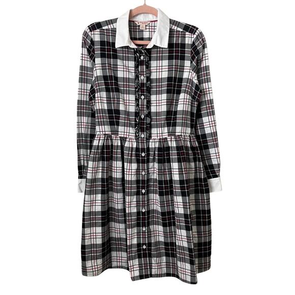 Brooks Brothers Shirt Dress Womens Size 10 Plaid Mini Belted Academia Preppy - Picture 1 of 13